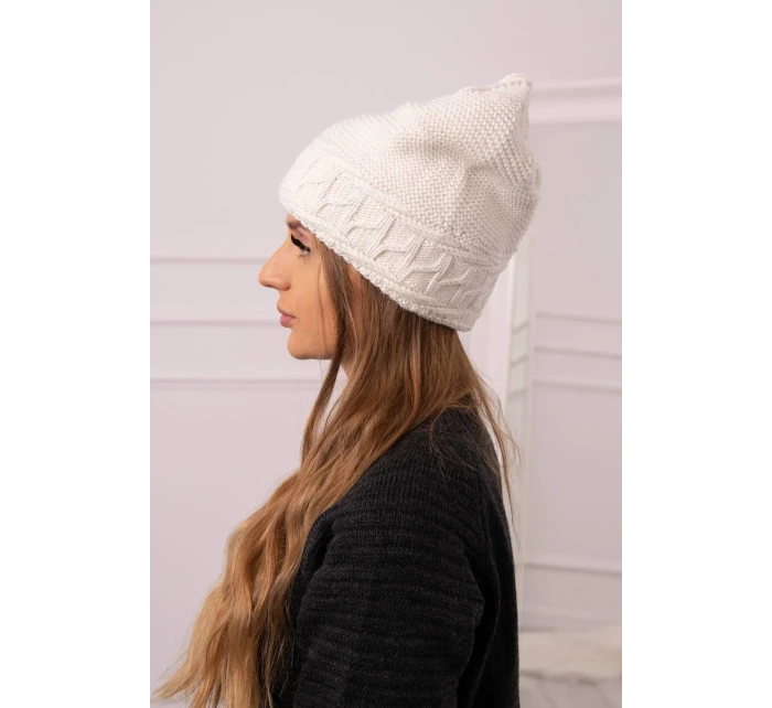 Dámská čepice ecru model 18751599 - K-Fashion Dámská čepice ecru model 18751599 - K-Fashion