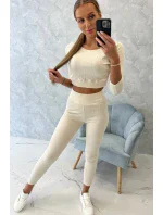 Pruhovaná souprava světle béžová