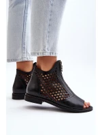 Zazoo 977/L Kožené vyšívané sandály na zip