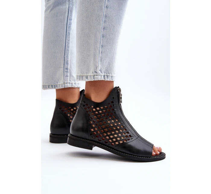 Zazoo 977/L Kožené vyšívané sandály na zip