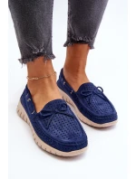 Dámské mokasíny s mašlí tmavě modré model 21650293 - VINCEZA