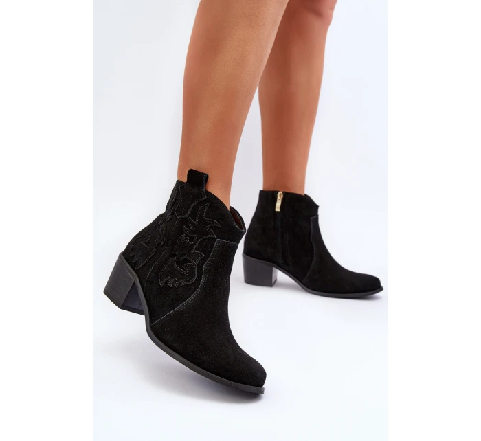 Zazoo 3426 Dámské Semišové Botky Kowbojky Černé