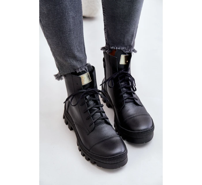 model 21670916 Dámské Botky Z Přírodní Kůže Černé - Zazoo