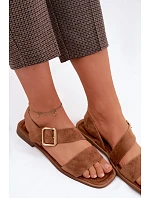 Dámské sandály na nízkém podpatku se zlatou sponou Camel Verissea