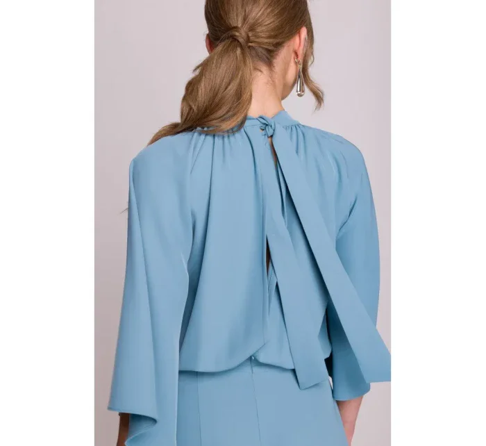 Kombinéza s širokými rukávy a zády  modrá model 20966219 - STYLOVE