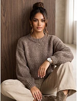 Dámský volný svetr s kulatým výstřihem Fango FashionStreet MY2586 Dámský volný svetr s kulatým výstřihem Fango FashionStreet MY2586