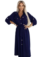 Midi košilka se zlatými knoflíky a vázáním model 21208909 - numoco basic