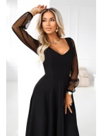 LORETTA dlouhé šaty s rukávy a výstřihem černé model 21791763 - numoco LORETTA dlouhé šaty s rukávy a výstřihem černé model 21791763 - numoco