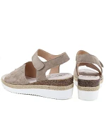 Dámské béžové kožené sandály Jezzi na platformě 26SD18-32
