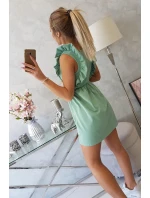 Šaty s volánky na bocích tmavě mátové barvy Šaty s volánky na bocích tmavě mátové barvy