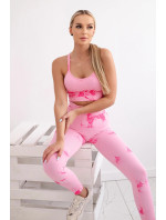 Fitness set model 20129763 legíny push up růžová + fuchsiová - K-Fashion
