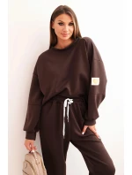 Dámská souprava máslová s volnou mikinou a kalhotami s nápisem LOVE hnědá Dámská souprava máslová s volnou mikinou a kalhotami s nápisem LOVE hnědá