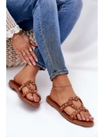 Zdobené Ploché Sandály Dámské Camel Adivrae Zdobené Ploché Sandály Dámské Camel Adivrae