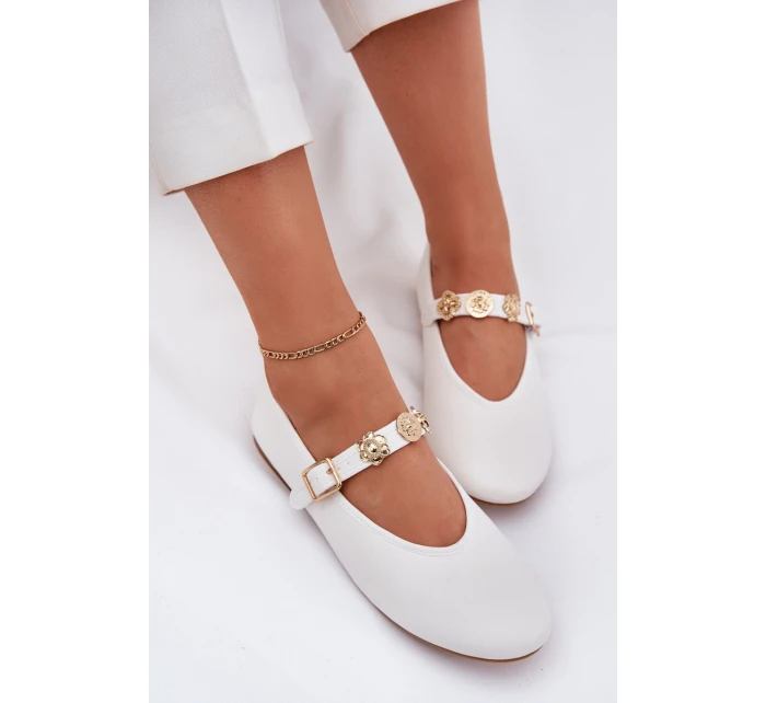 Dámské Baletky S Páskem A Zlatými Bílé model 21699403 - Boto