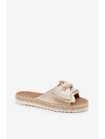 Dámské Pantofle Na Platformě S Pletením A Mašlí Béžové model 21700102 - Boto