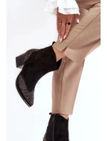 Dámské zdobené kovbojské boty na vysokém podpatku černá Eleduana