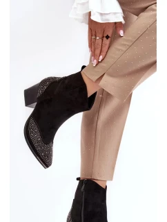 Dámské zdobené kovbojské boty na vysokém podpatku černá Eleduana