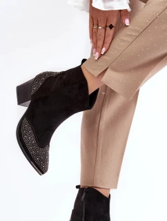 Dámské zdobené kovbojské boty na vysokém podpatku černá Eleduana