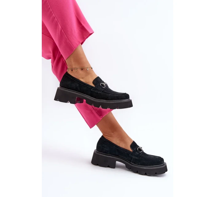 Robustní dámské semišové mokasíny Černá Neloria Robustní dámské semišové mokasíny Černá Neloria