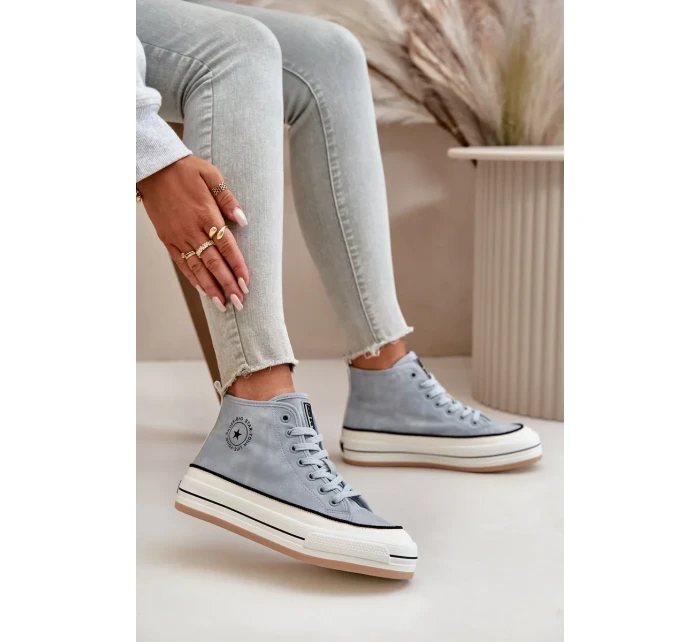 Zateplené Dámské Tenisky Na Platformě Eko Kůže Big Star Modré Zateplené Dámské Tenisky Na Platformě Eko Kůže Big Star Modré