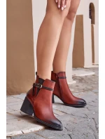 Dámské Kotníkové Boty Na Podpatku S Páskem Hnědé Zinithia Dámské Kotníkové Boty Na Podpatku S Páskem Hnědé Zinithia