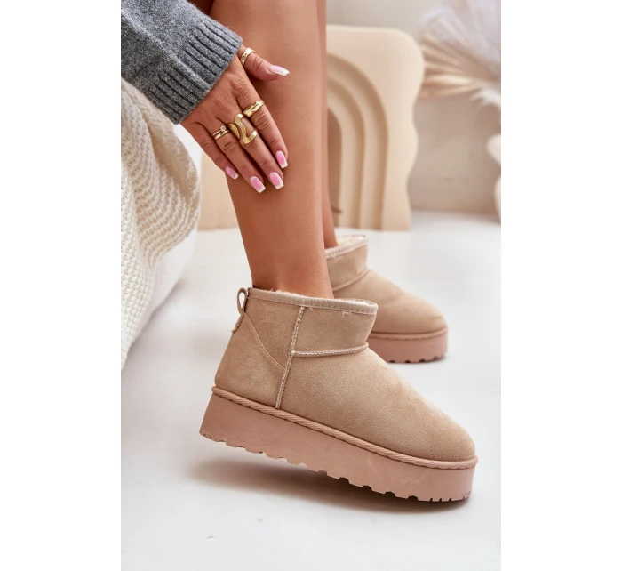 Dámské sněhové boty na platformě 20216-F Světle béžová - Xamella Dámské sněhové boty na platformě 20216-F Světle béžová - Xamella