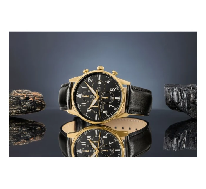 Pánské hodinky Giewont Chronograph Sapphire Black and Gold GW5630-A4