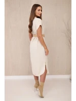 Šaty s ozdobným páskem béžové Šaty s ozdobným páskem béžové