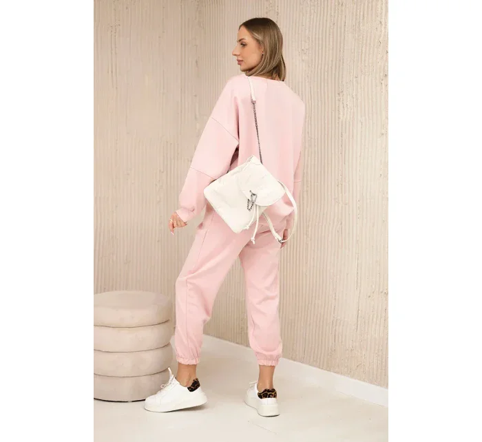 Komplet teplákové + kalhoty máslová látka pudrově růžová Komplet teplákové + kalhoty máslová látka pudrově růžová