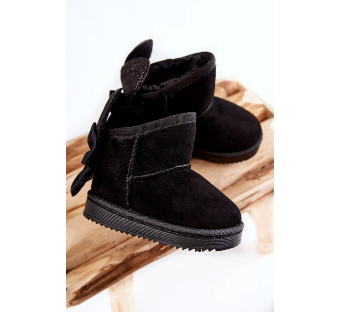 Dívčí teplé sněhule s mašlemi Černe Meriva Dívčí teplé sněhule s mašlemi Černe Meriva