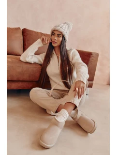 Dámské semišové nízké boty do sněhu Světle béžová model 21601968 - Boto