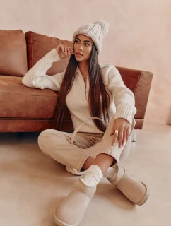 Dámské semišové nízké boty do sněhu Světle béžová model 21601968 - Boto