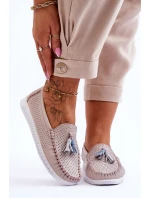 Dámské prolamované kožené mokasíny Světle růžové model 21618150 - EVENTO Dámské prolamované kožené mokasíny Světle růžové model 21618150 - EVENTO