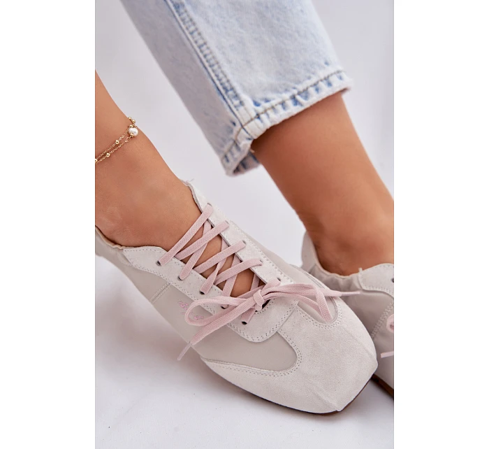 Semišové Nízké Dámské Tenisky Big Star TT274599 Béžové