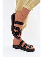 Kožené dámské pantofle na suchý zip černé model 22091756 - Boto Kožené dámské pantofle na suchý zip černé model 22091756 - Boto