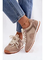 Kožené semišové dámské tenisky Big Star TT274677 béžové