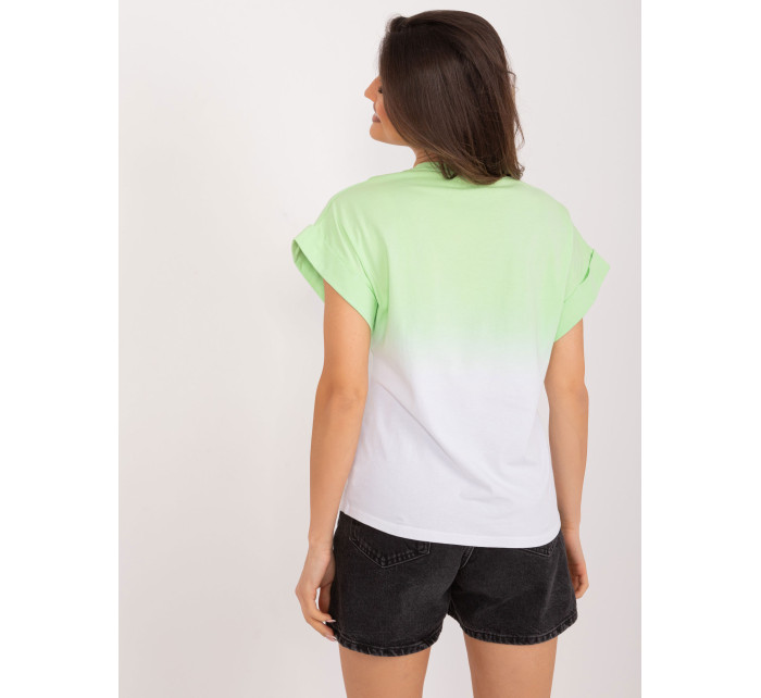 Světle zelené ombre bavlněné dámské tričko