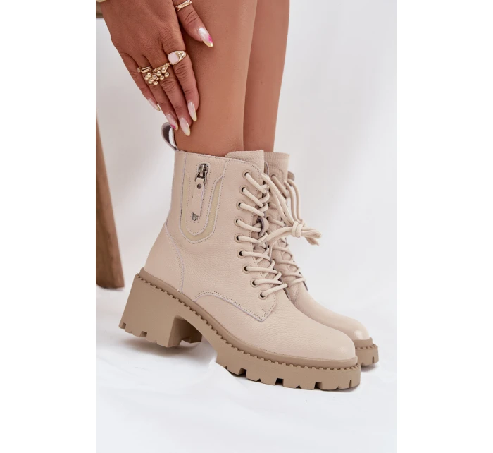 Dámské kotníkové boty Vinceza na kocích s ocieplením – béžové Dámské kotníkové boty Vinceza na kocích s ocieplením – béžové