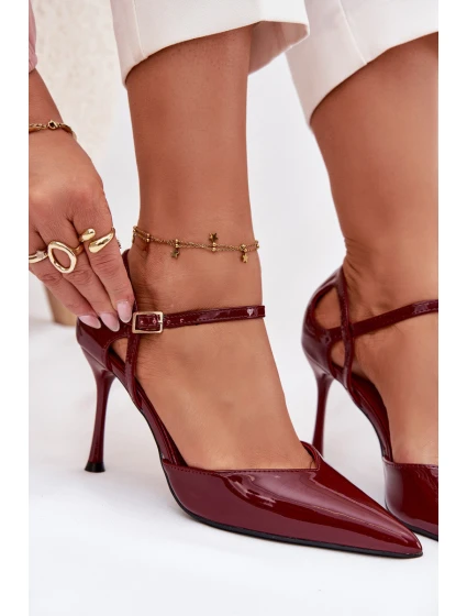 Dámské lakované lodičky s páskem Bordové Tarilin