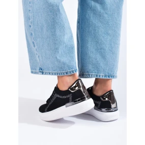 Zajímavé  tenisky černé dámské bez podpatku