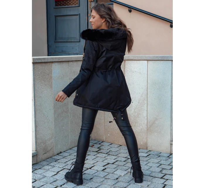Dámská zimní bunda parka s kožešinou ERISS černá FashionStreet TY4551