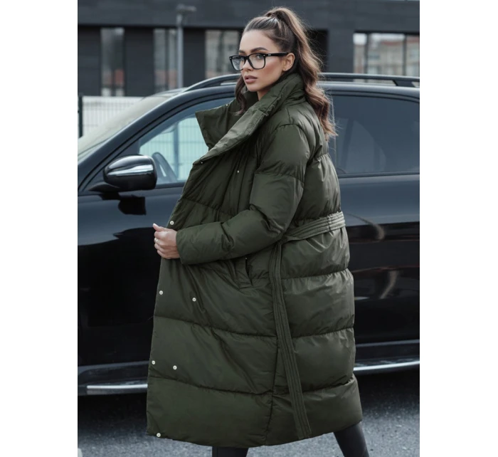 Dámský zimní dlouhý prošívaný kabát FAVI zelený FashionStreet TY4576