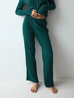 Dámské kalhoty Versatile Rib Straight Trousers zelené Green - TRIUMPH