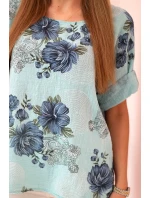 Dámská bavlněná halenka s krátkým rukávem a květinovým vzorem mincovna