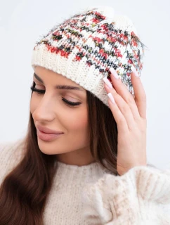 Dámská zimní vlněná čepice s ozdobnými krystalky K399 černá