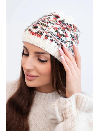 Dámská zimní vlněná čepice s ozdobnými krystalky K399 černá