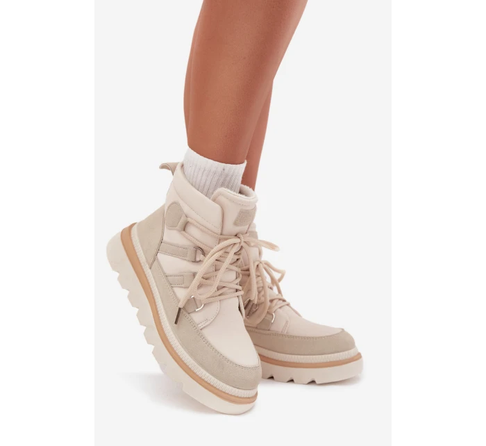 Dámské Botky Trapery Na Platformě Světle Béžové model 21707114 - Boto