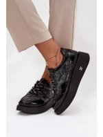 Kožené šněrovací dámské polobotky na platformě model 21710377 - Artiker