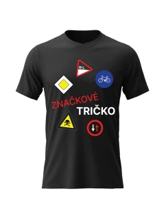 Pánské bavlněné tričko s potiskem - ZNAČKOVÉ TRIČKO - černé