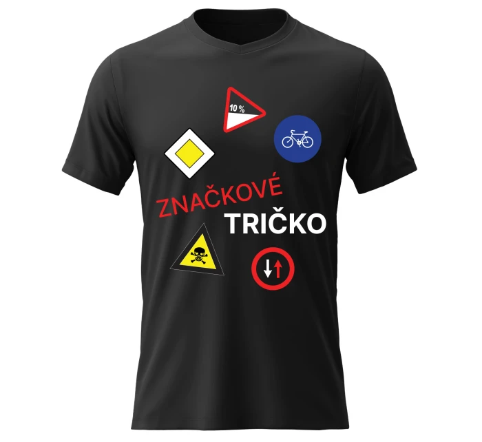 Pánské bavlněné tričko s potiskem - ZNAČKOVÉ TRIČKO - černé